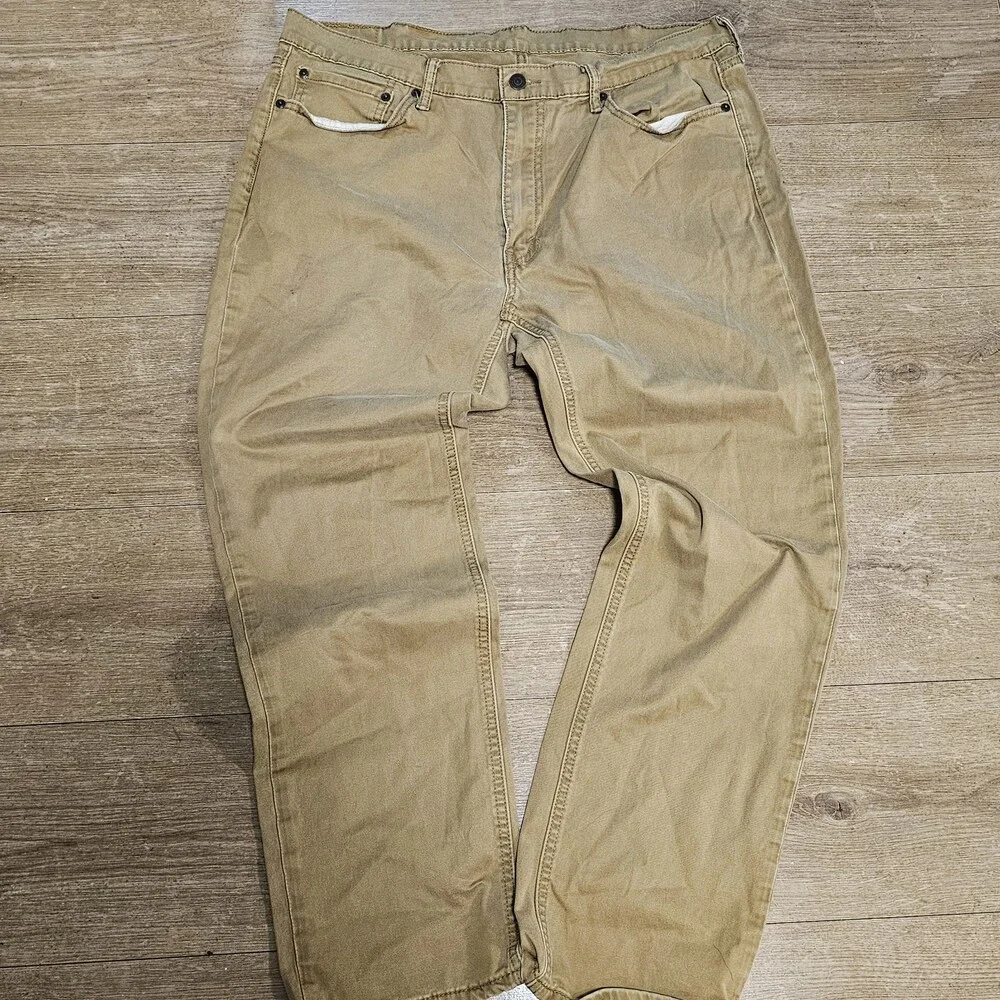 Levi's 541 Athletic Taper Pants Mens 38x32 Tan Khaki Stretch Denim Pants